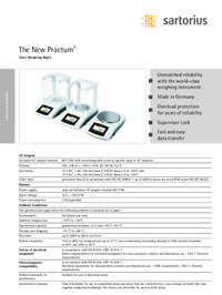Thumbnail of document Data Sheet - Practum/Quintix/Secura Series, Sartorius Analytical Balance